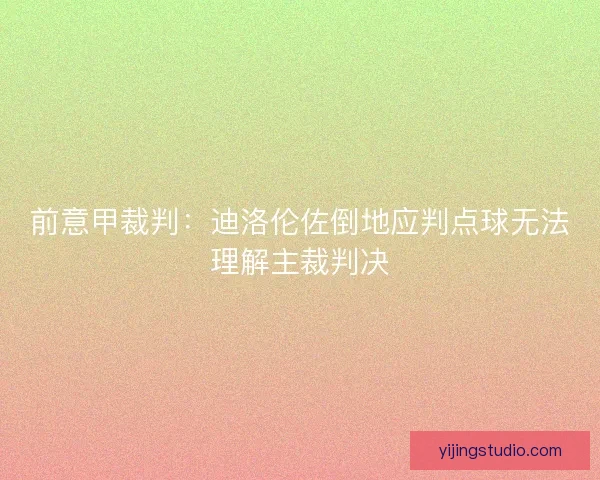 前意甲裁判：迪洛伦佐倒地应判点球无法理解主裁判决